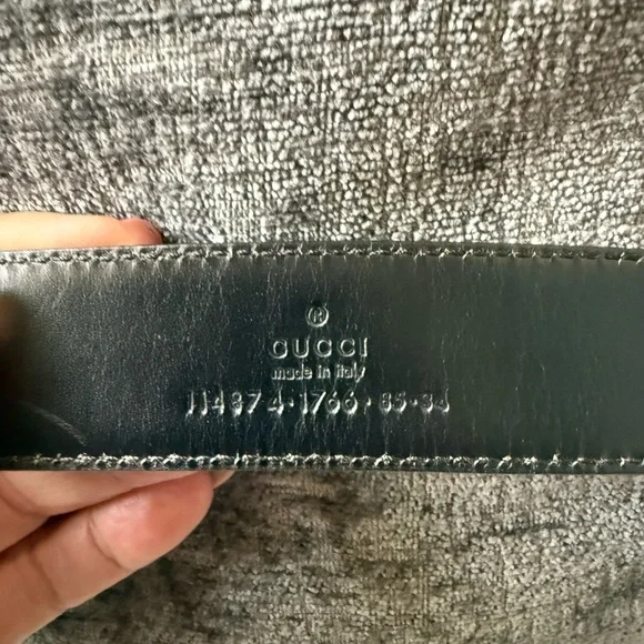 Gucci Black Monogram Canvas & Leather Belt - Picture 4 of 4